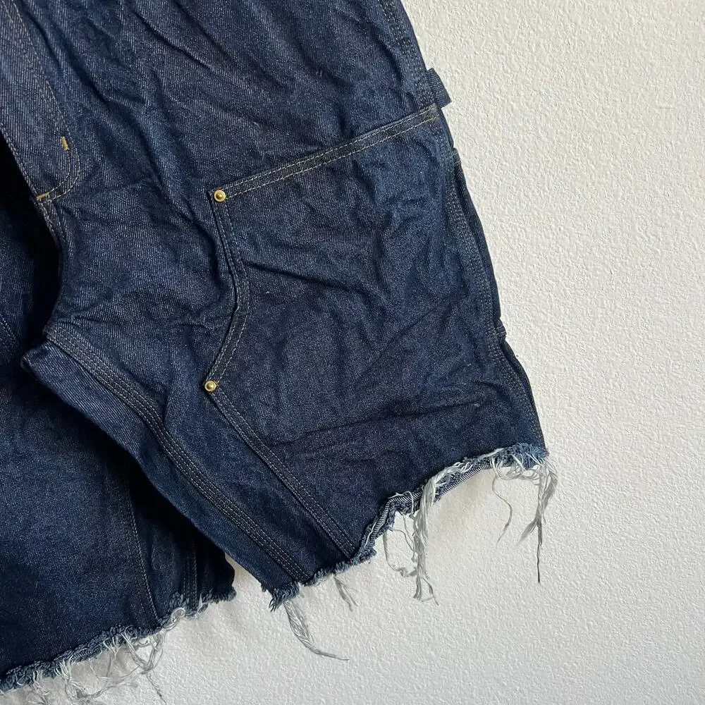 Carhartt denim blue jean double knee work wear carpenter shorts